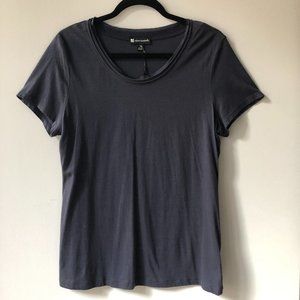 Navy Blue S/S Fitted T-Shirt Multi-Layer Neckline